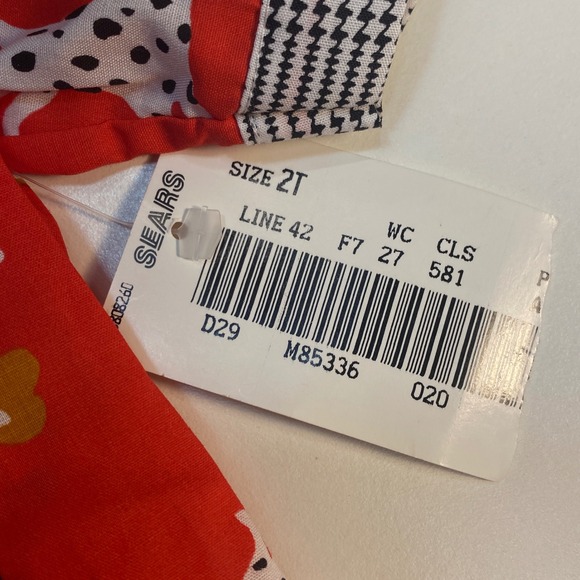 Mayfair Kids Red Dalmatian Dog Rose Plaid Collar Ruffle Dress‎ Sears  2T VTG NEW - Picture 5 of 8